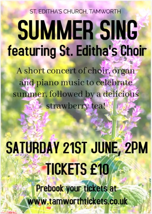 Tamworth St Editha's Church Summer sing a long poster